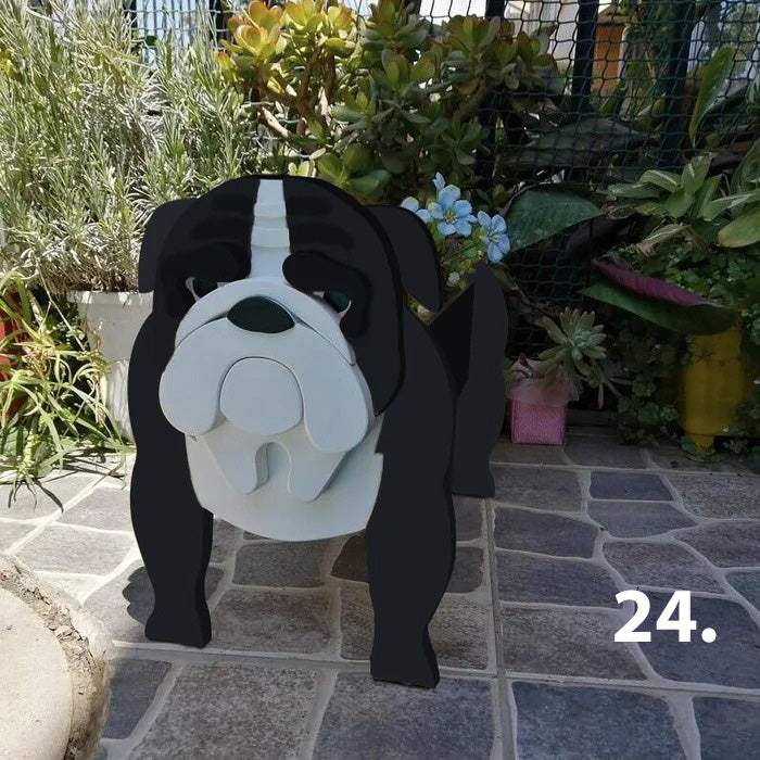 Dog Planter 24 - English Bulldog (Black)