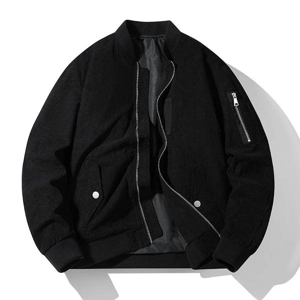 3Leaves Corduroy Bomber Jacket Black / XS