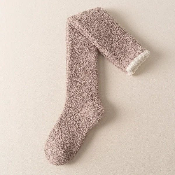 3Leaves Fuzzy Knee High Socks Khaki