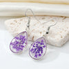 Dried Flower Resin Earrings Purple