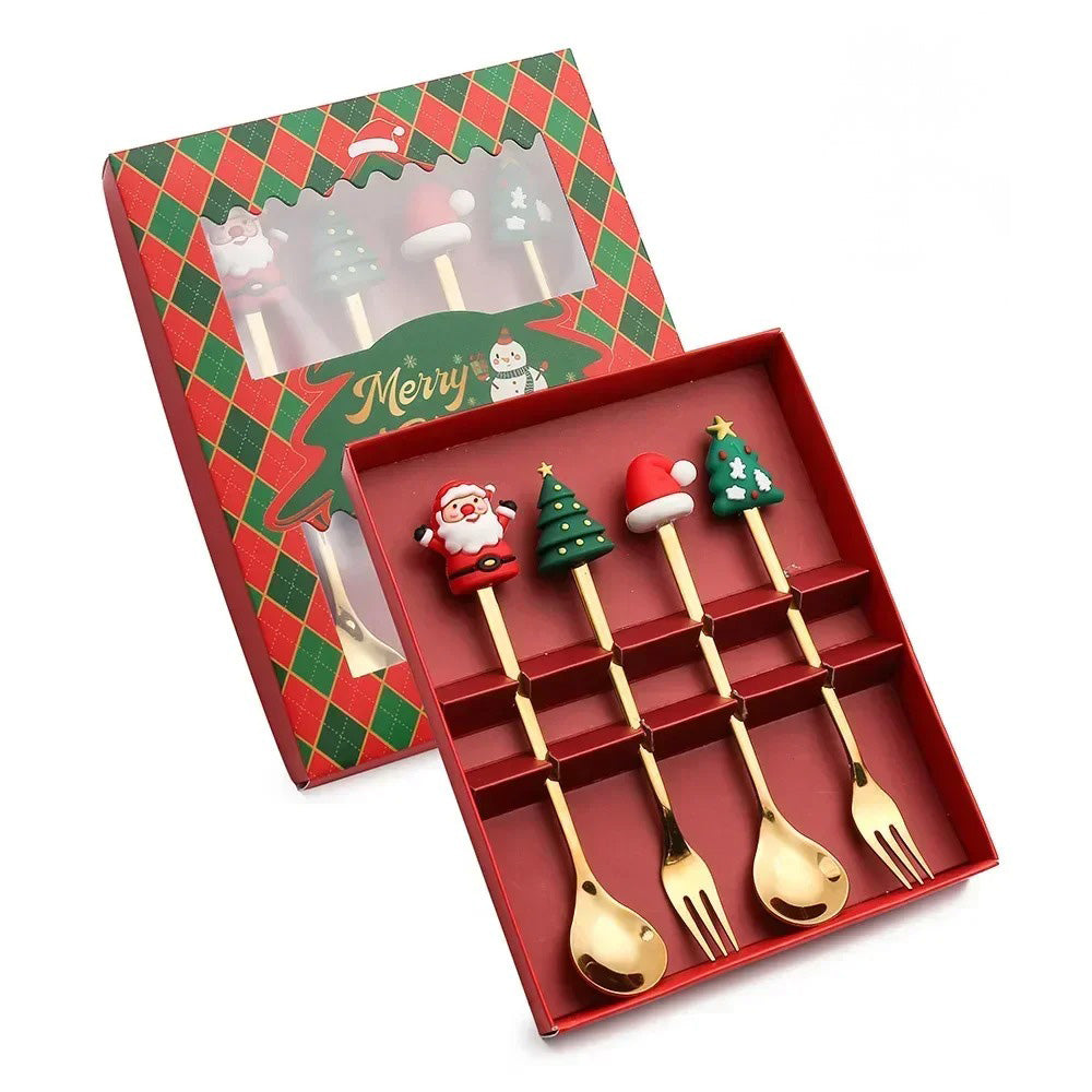 ChefGenius Christmas Cutlery Gift Set Red / 4 Piece Set