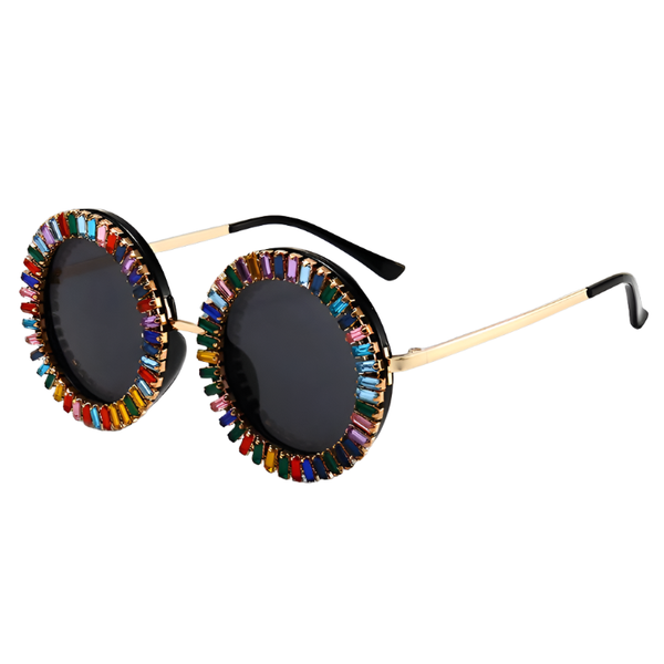 Allure Round Rhinestone Sunglasses Multi-color