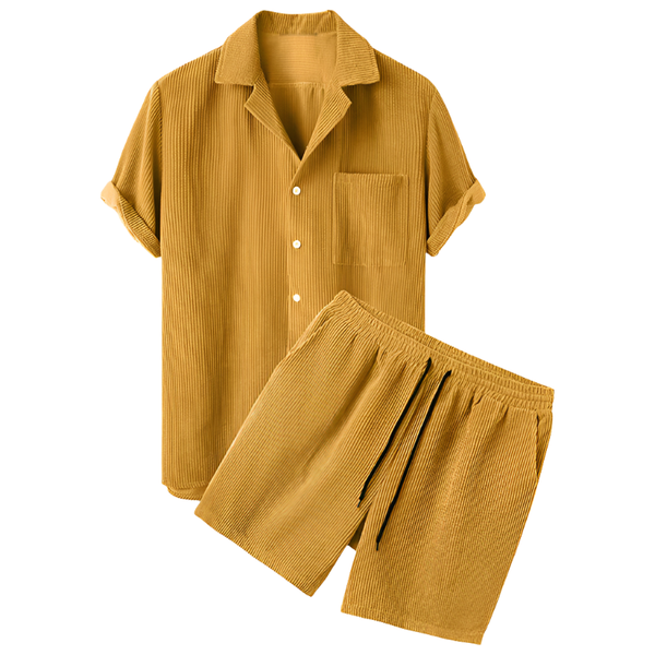 2 Piece Short Sleeve Corduroy Set Men