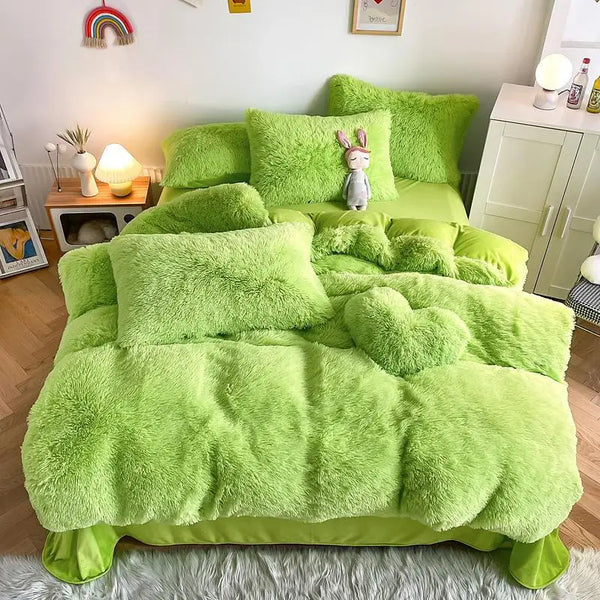 Purely Fluffy Duvet Cover Set Green / Twin