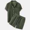 2 Piece Short Sleeve Corduroy Set Men Green / S