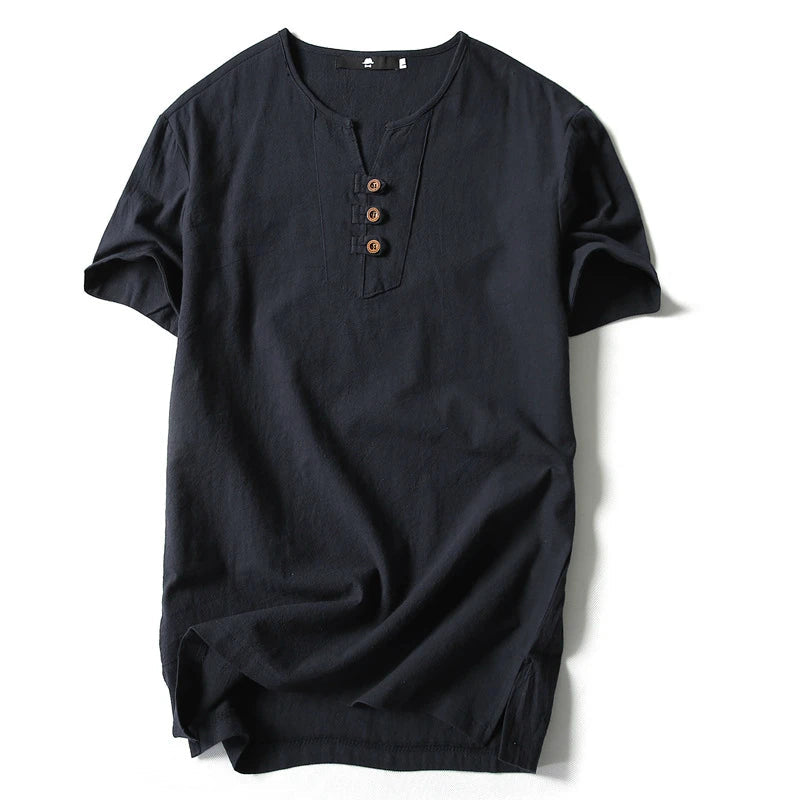 3Leaves V-Neck Henley Shirt Men