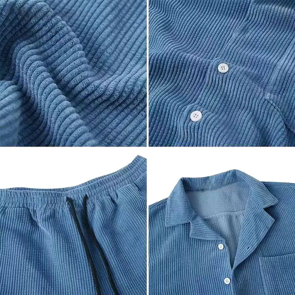 2 Piece Short Sleeve Corduroy Set Men