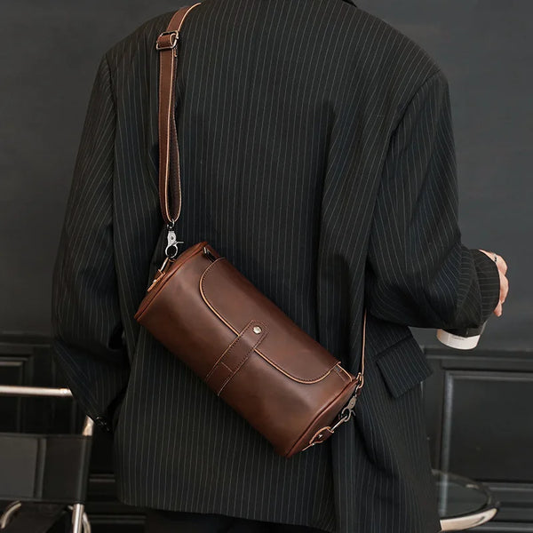 Men's Vintage Barrel Shoulder Bag