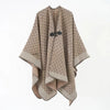 Unisex Travel Shawl Thickened Warm Side Slit Mantle For Four Seasons Simple Elegant Ethnic Style Men Women's Fashion Scarf Dark Khaki / 155