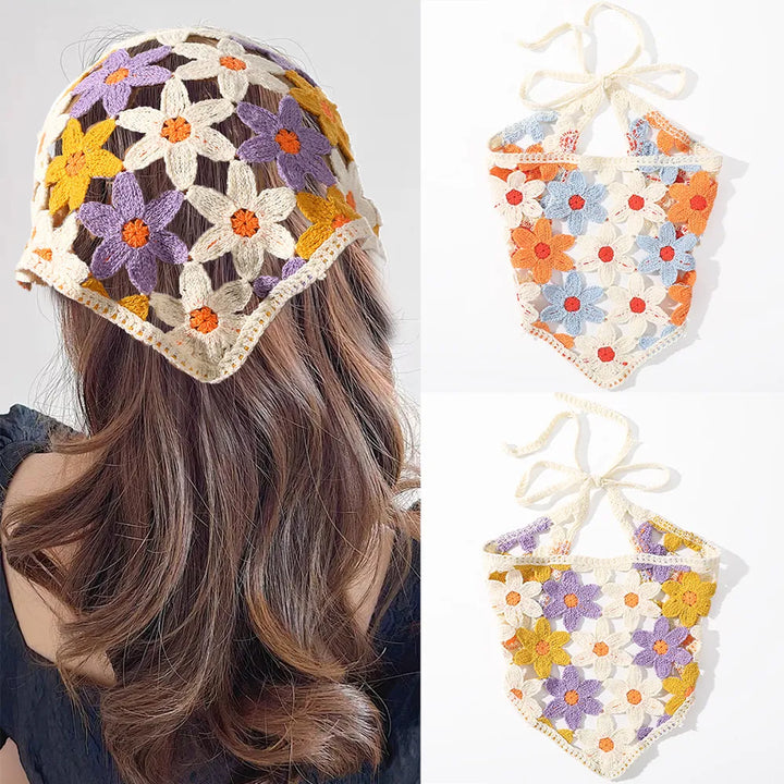 3Leaves Floral Knitted Head Scarf