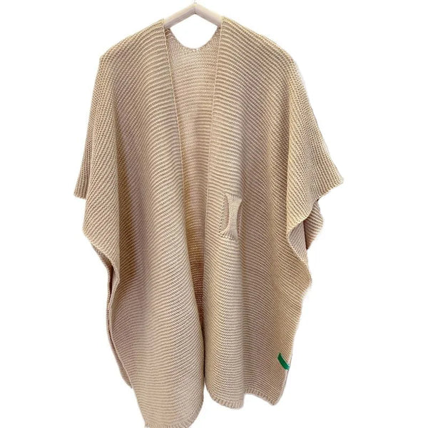 3Leaves Relaxed Knit Shawl Khaki