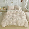 Pinch Pleat Bloom Duvet Cover Set Beige / Twin