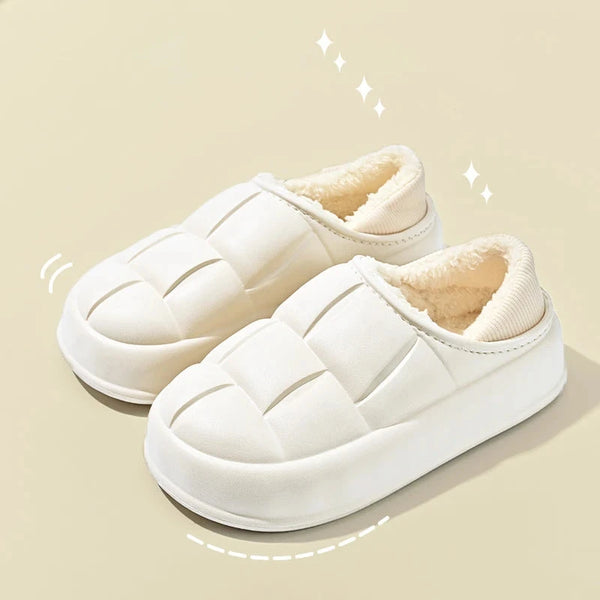 Plush Couple Shoes Indoor Confinement Shoes 2025 New Women's SlippersAutumn and Winter Waterproof Cottonbags and Home Slippers WHITE / 36-37