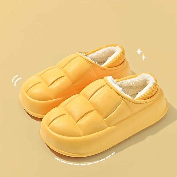 Plush Couple Shoes Indoor Confinement Shoes 2025 New Women's SlippersAutumn and Winter Waterproof Cottonbags and Home Slippers Yellow / 36-37