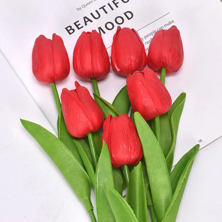 Hearthside Faux Tulips 10 Pcs Red