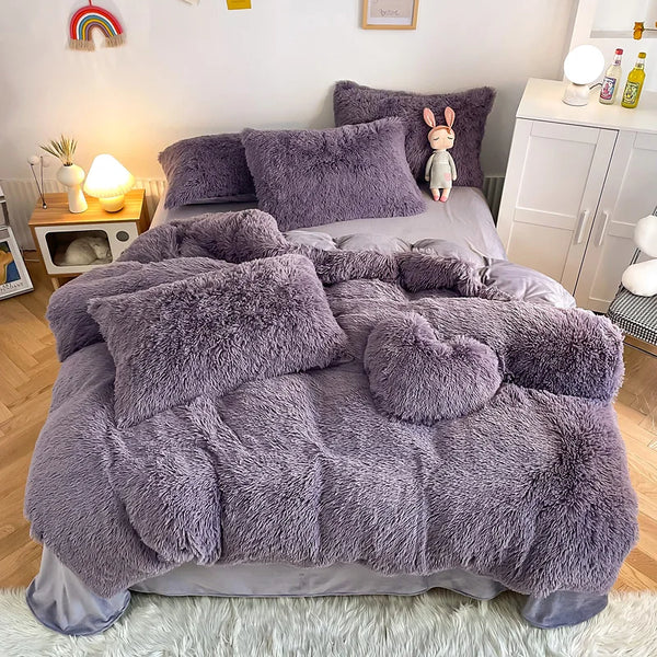 Purely Fluffy Duvet Cover Set Purple / Twin