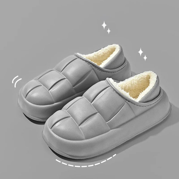 Plush Couple Shoes Indoor Confinement Shoes 2025 New Women's SlippersAutumn and Winter Waterproof Cottonbags and Home Slippers GRAY / 40-41