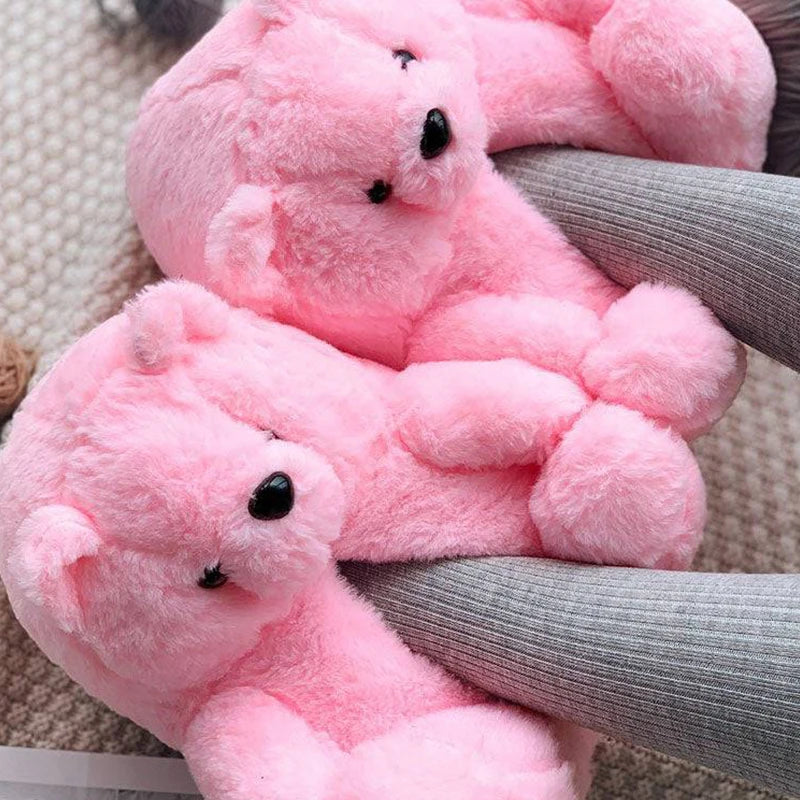 Teddy Bear Slippers Pink