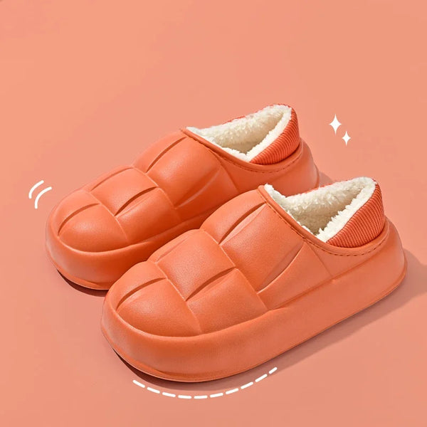 Plush Couple Shoes Indoor Confinement Shoes 2025 New Women's SlippersAutumn and Winter Waterproof Cottonbags and Home Slippers orange / 36-37