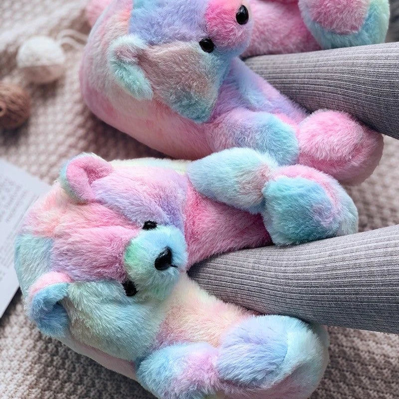 Teddy Bear Slippers Cotton Candy