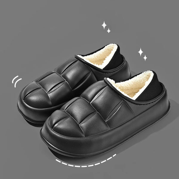 Plush Couple Shoes Indoor Confinement Shoes 2025 New Women's SlippersAutumn and Winter Waterproof Cottonbags and Home Slippers black / 36-37