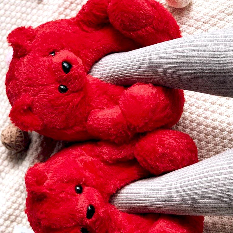 Teddy Bear Slippers Red