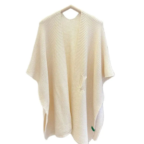 3Leaves Relaxed Knit Shawl White