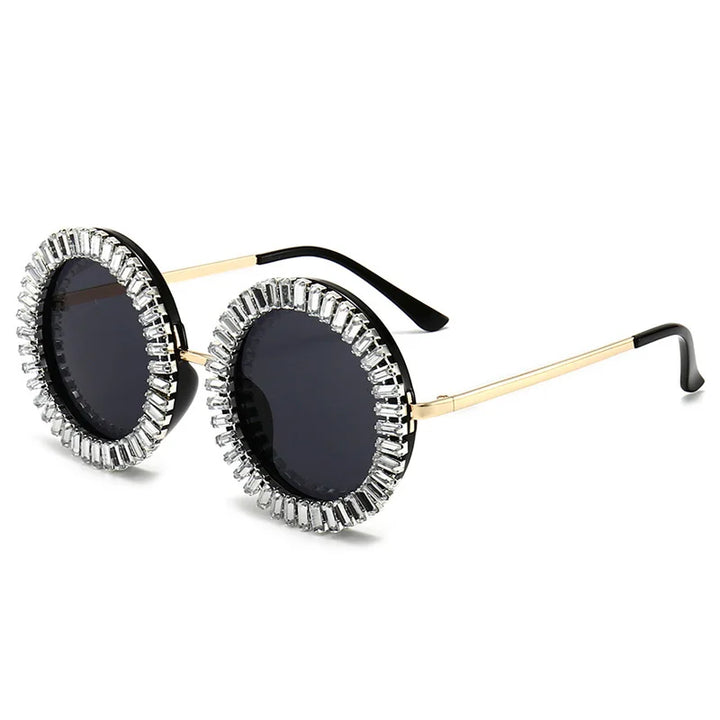 Allure Round Rhinestone Sunglasses Silver