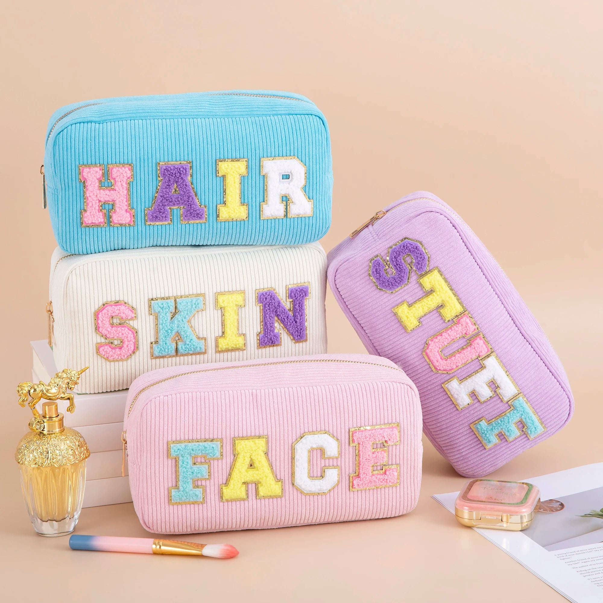 Varsity Pastel Cosmetic Bag