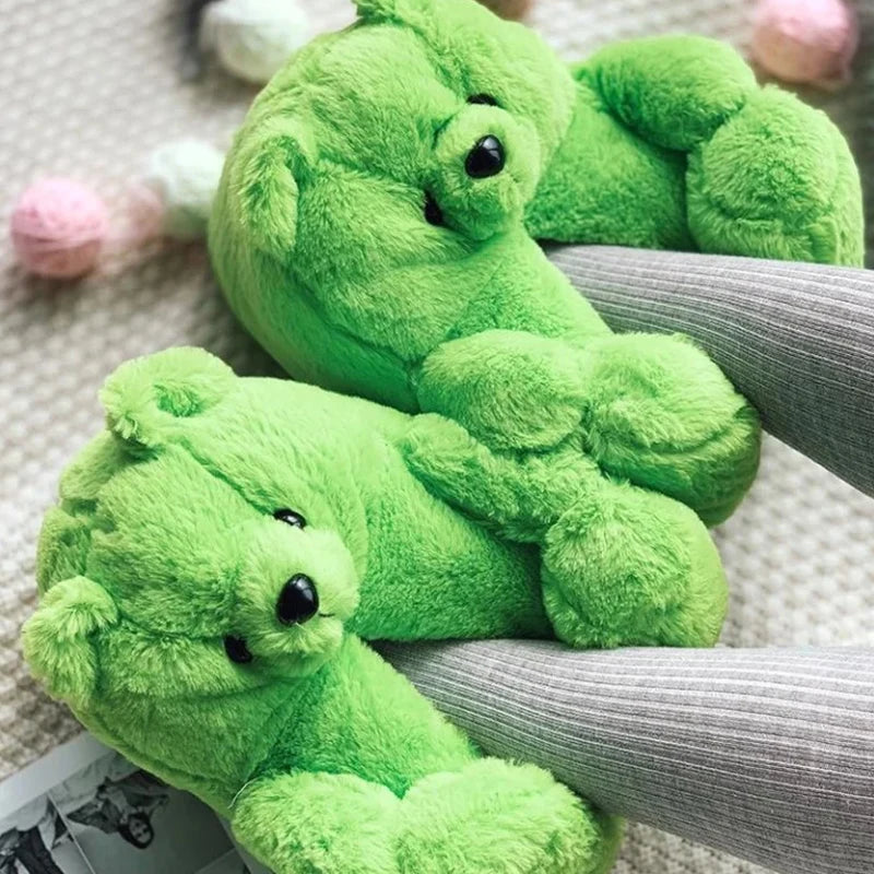 Teddy Bear Slippers Green