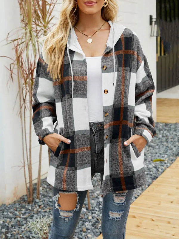 3Leaves Classic Plaid Hoodie Black / S