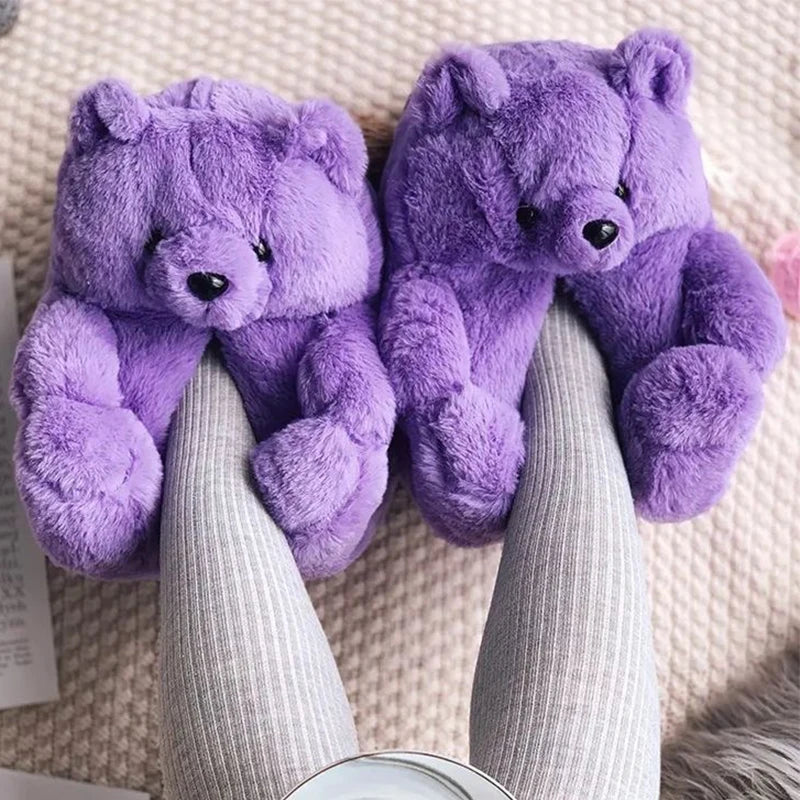 Teddy Bear Slippers Purple