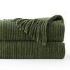 Moss Stitch Chenille Throw Olive Green / 50" x 60" (127 x 152 cm)