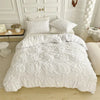 Pinch Pleat Bloom Duvet Cover Set White / Twin