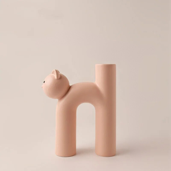 Cat Flower Vase Pink