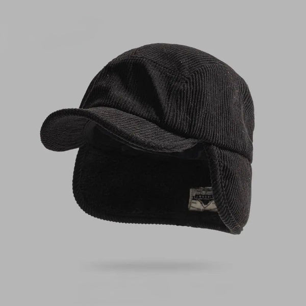 Frostline Corduroy Earflap Cap Black