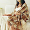 3Leaves Oversized Plaid Scarf Beige