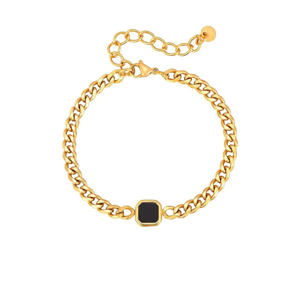 Strata Link Bracelet Gold / Black Onyx