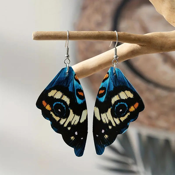 Halo Essence Butterfly Earrings Blue White