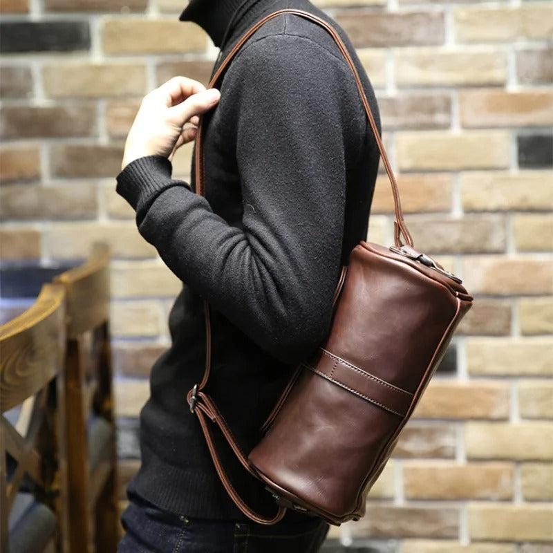 Men's Vintage Barrel Shoulder Bag