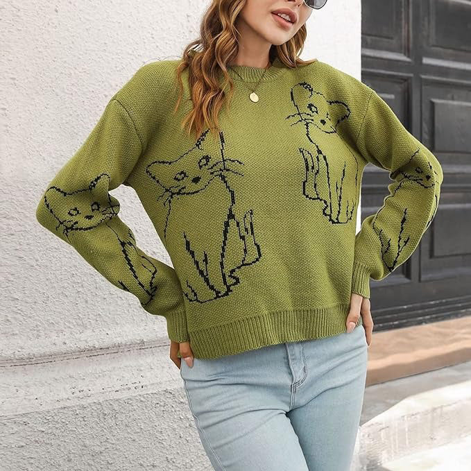 Black Oak Women's Cat Print Sweater