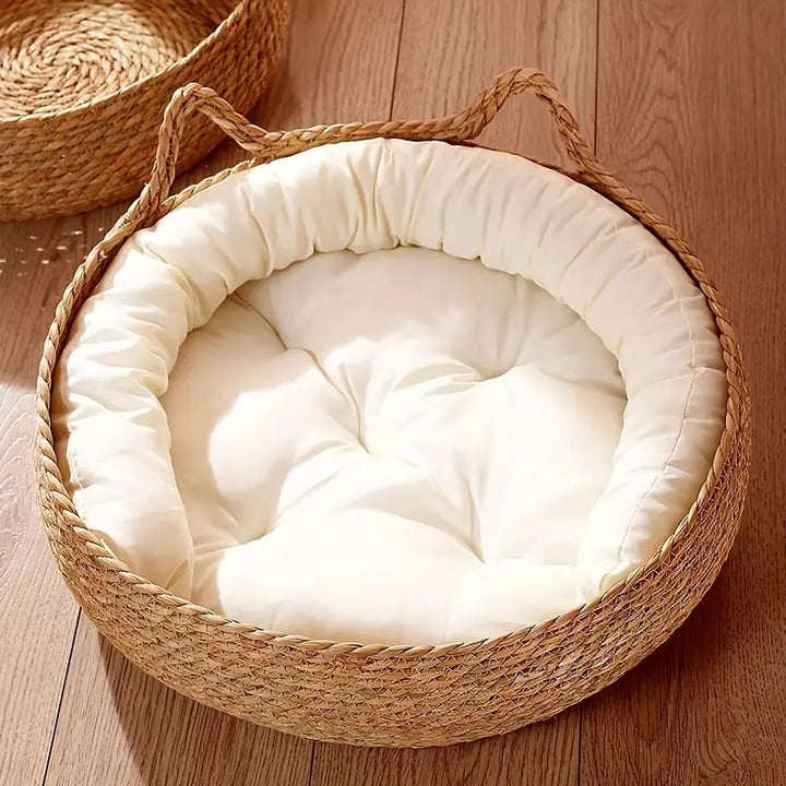 Happy Tails Rattan Basket Cat Bed