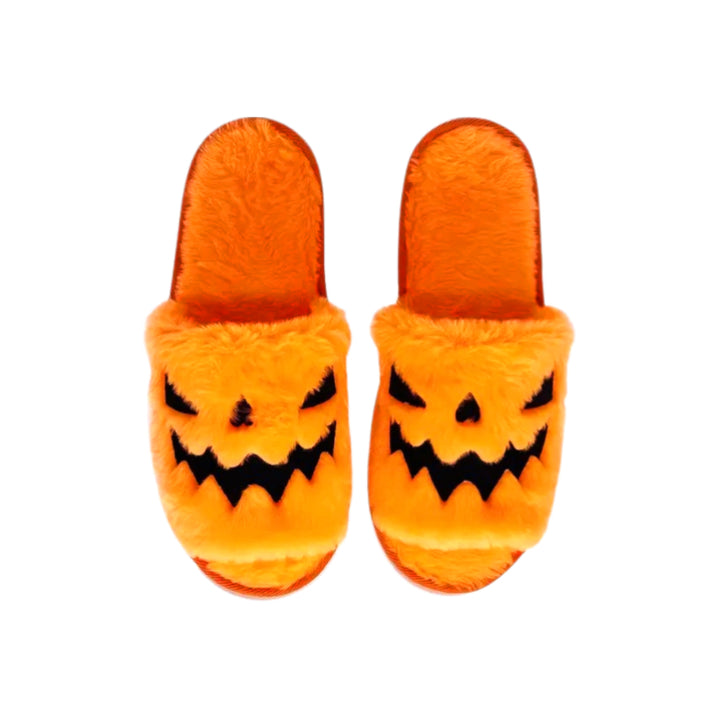 Fuzzy Halloween Slippers Orange / 6