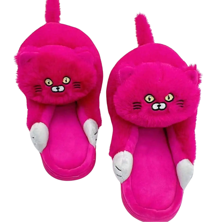 Hugging Cat Slippers - Women's Pink / 6