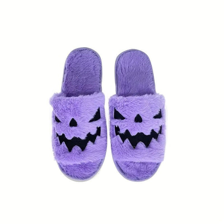 Fuzzy Halloween Slippers Purple / 5.5