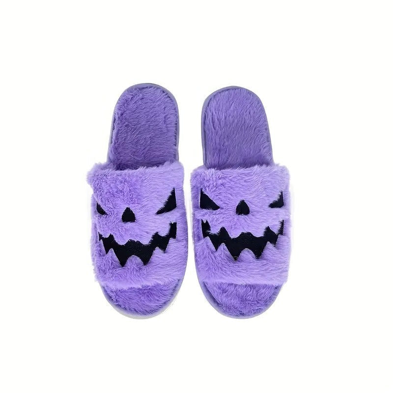 Fuzzy Halloween Slippers Purple / 5.5