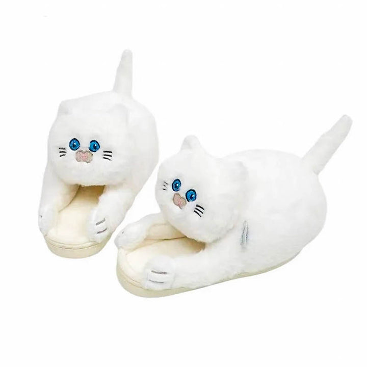 Hugging Cat Slippers - Women's White / 6
