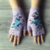 3Leaves Floral Fingerless Gloves Purple