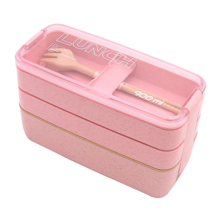 3 Layer Separated Bento Lunch Box 900 ml Pink