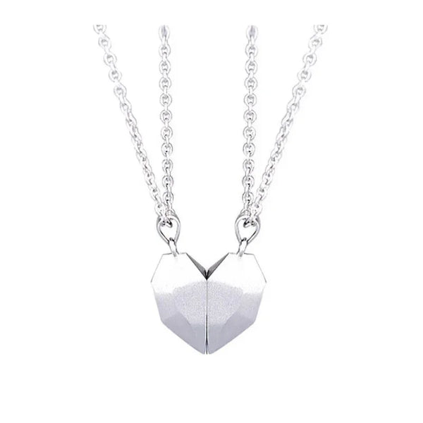 Twin Souls Heart Necklace Silver